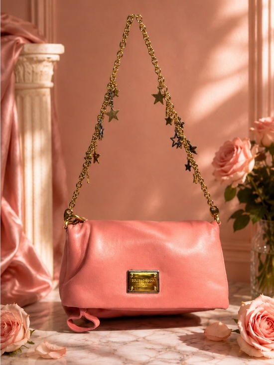 Dolce & Gabbana Handbags - Dolce & Gabbana Nappa Piuma Rosa Lambskin Mini Baguette Bag
